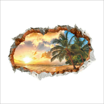 3D Broken Hole Sunset Tree Wall Stickers - Home & Garden Mad Fly Essentials